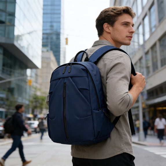 Large Capacity Nylon Backpack for Commuting, Durable Water-Resistant Daypack with Multiple Compartments, Convertible Hand Carry and Shoulder Straps, 18x10x6 Inch, For Work Travel and Daily Use
