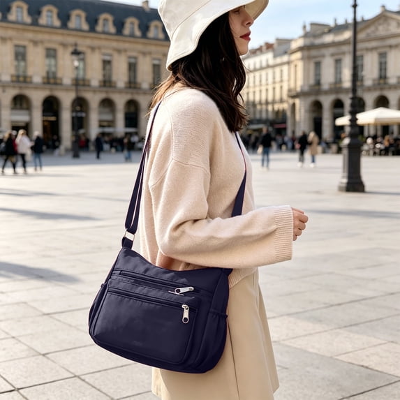 Large Capacity Nylon Crossbody, Multi-Compartment Shoulder Bag for Women, Daily Commute Travel Portable Bag