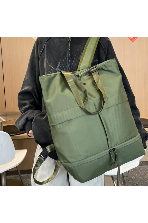 Large Capacity Nylon Shoulder Bag Backpack Handbag for Men Women | Convertible Multifunction Travel Fitness Tote | Multiple Compartments | 42x13x44cm | 1pc | Lightweight Durable