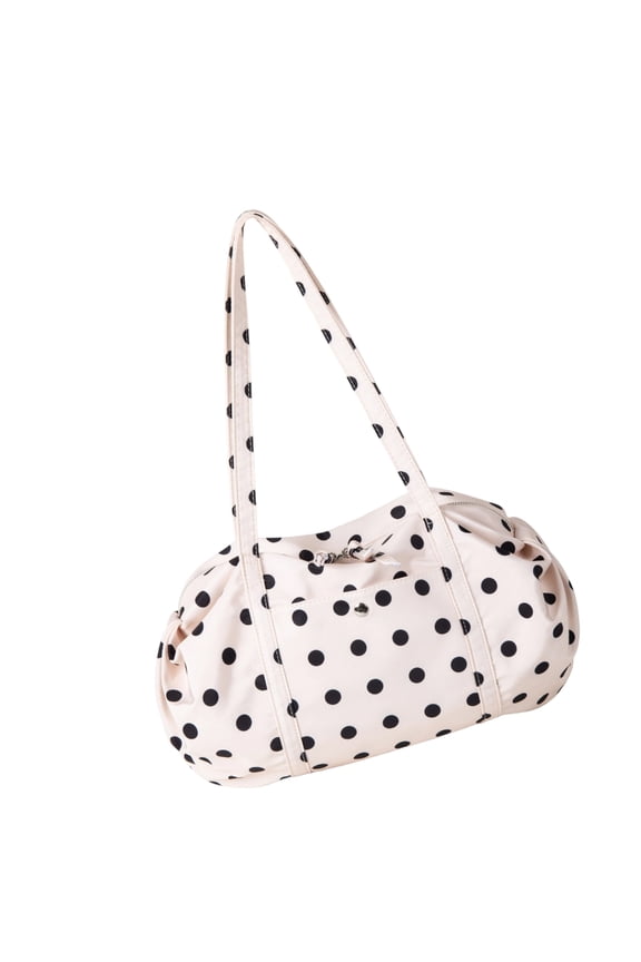Large-Capacity Nylon Shoulder Bag With A Lightweight, Polka-Dot Design, For Everyday Casual Use.