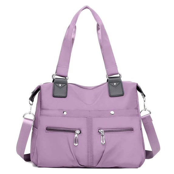 Large Capacity Nylon Shoulder Tote Bag,Multi Pocket Travel Work School Organizer Backpack,Zippered Laptop Compartment Handbag With Adjustable Strap,Multifunctional Travel Organizer Bag