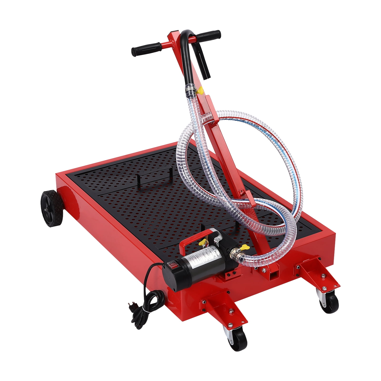 Large Capacity Oil Drain Pan with Pump for Efficient Fluid Collection, 64.35L Capacity, High Flow Pump, Easy Mobility for Workshop Use