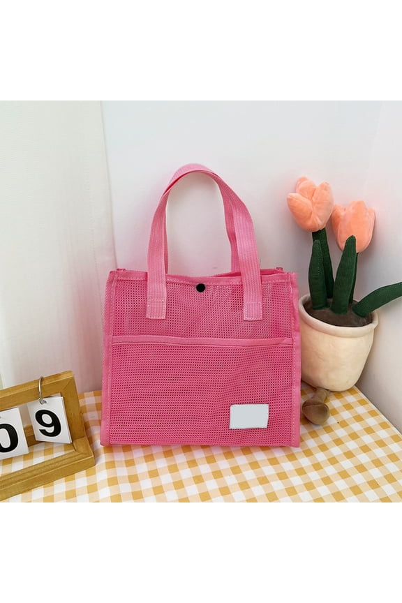 Large Capacity Outdoor Shoulder Tote Bag, Breathable Mesh Handbag for Beach, Summer, Leisure and Toiletries, Lightweight Foldable Design, Travel, Daily Use, Easy to Carry and Space Saving