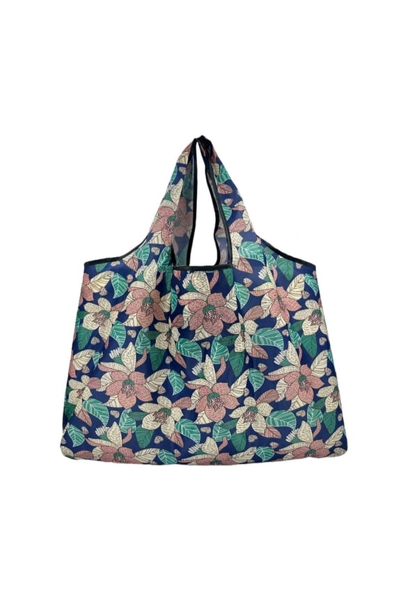 Large Capacity Oxford Cloth Foldable Shopping Bag, Reusable Heavy-Duty Tote with Vibrant Print for Groceries and Travel, Pattern B