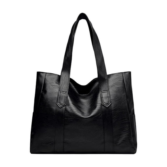 Large Capacity PU Leather Handbag, Structured Tote Bag for Work and Travel, Durable Shoulder Bag with Handheld Straps, Spacious Women's Purse(Black)