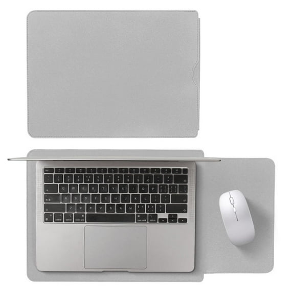 Large Capacity PU Leather Waterproof Sofe Laptop Sleeve Bag 13 14 15 16inch Notebook Cover Laptop Case GREY-15 16 INCH