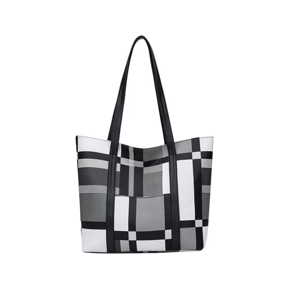 Large Capacity PVC Tote Bag - 3-Way Convertible Shoulder Bag for Women (Blue/Orange/Gray)