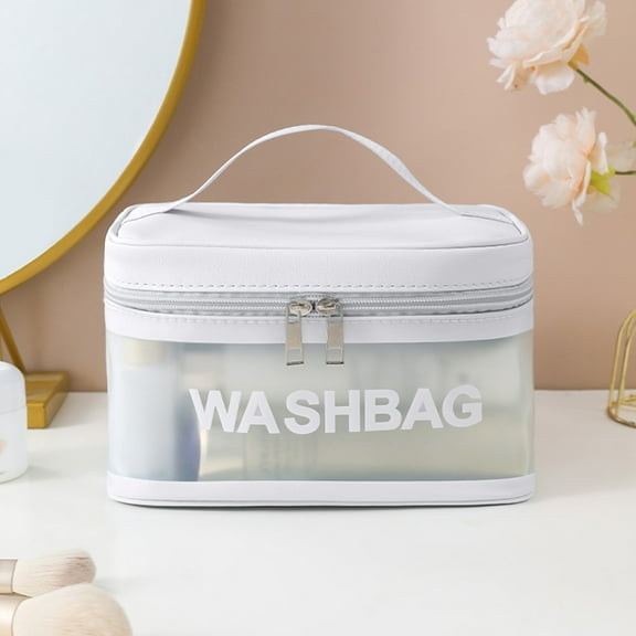 Large Capacity PVC Wash Bag | Portable Waterproof Makeup Organizer | Colorful Toiletry Travel Case | Multipurpose Storage Pouch with Handle | 22x16x14cm | 1 Pack | For Women & Men