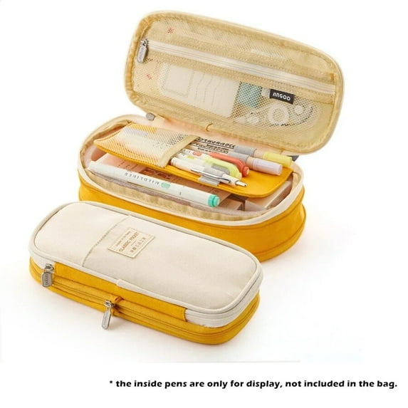 Large Capacity Pen Box Bag Classic Pocket Pen Pencil Case, Fold Canvas Stationery Storage Bag Organizer for Outdoor Student