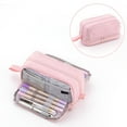 thumbnail image 1 of Large Capacity Pen Pencil Case with 4 Compartments, Multi-Slot Pencil Pouch Bag Aesthetic Supplies Organizer for Teen, Women, Adults (Pink), 1 of 6