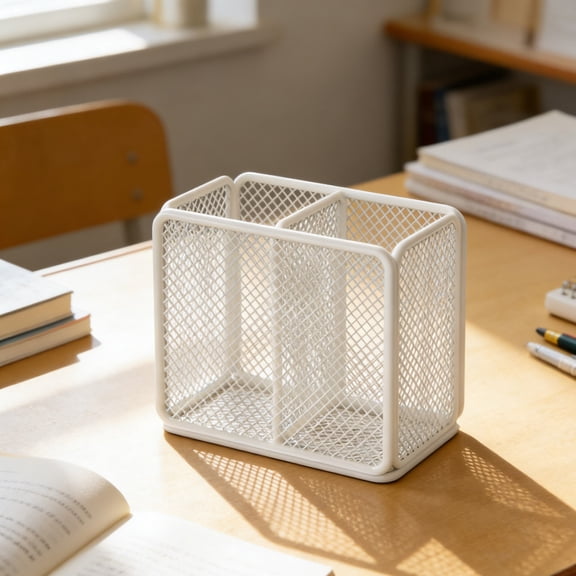 Large Capacity Pen Stationery Organizer For Study And Office Use, Storage Basket With Label Holders For Custom Organization
