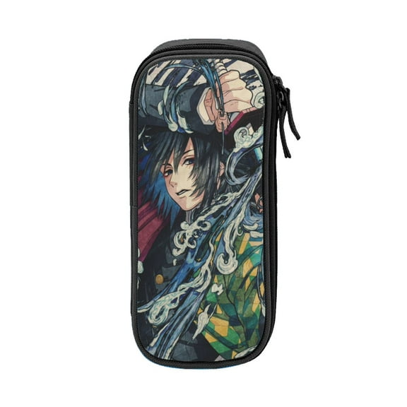 Large Capacity Pencil Box Demon Slayer Tomioka Giyuu Canvas Pencase Cosmetic Bag Black