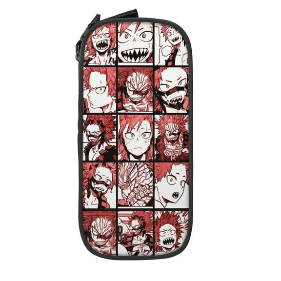 Large Capacity Pencil Box My Hero Academia Kirishima Collage Canvas Pen Case Cosmetic Bag Black
