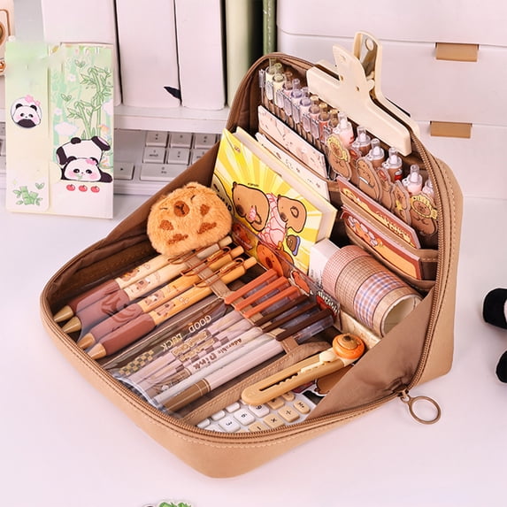 Large Capacity Pencil Case 12 Layer Multifunction Organizer, Wide Opening Desk Standing Design, Durable Zipper Storage Bag for Students, Office Supplies, Travel and Cosmetics