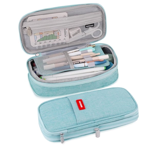 Large Capacity Pencil Case, 2 Compartment Pouch Pen Bag for Adults , Zipper Pouch Office Supplies Stationery