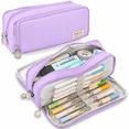 thumbnail image 1 of Large Capacity Pencil Case, 3 Compartment Oxford Cloth Zipper Pen Pouch, Stationery Organizer for Students, Teachers, Office, Travel and Makeup Bag, 1 of 9