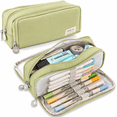 thumbnail image 1 of Large Capacity Pencil Case, 3 Compartment Oxford Cloth Zipper Pen Pouch, Stationery Organizer for Students, Teachers, Office, Travel and Makeup Bag, 1 of 7