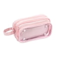 thumbnail image 1 of Large Capacity Pencil Case 3 Compartments, Pencil Pouch Bag with Zipper Portable Handle, Pen Case Bag Stationery Organizer for Office College School Adults Teen Girls Boys Men Women (Pink), 1 of 5