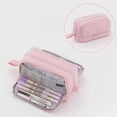 thumbnail image 1 of Large Capacity Pencil Case 4 Compartments, Pencil Pouch Bag with Zipper Portable Handle, Pen Case Bag Stationery Organizer for Office College School Adults, 1 of 6
