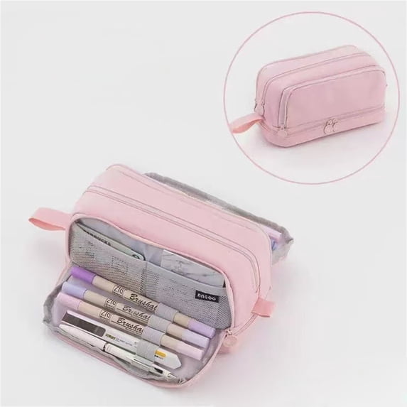Large Capacity Pencil Case 4 Compartments, Pencil Pouch Bag with Zipper Portable Handle, Pen Case Bag Stationery Organizer for Office College School Adults