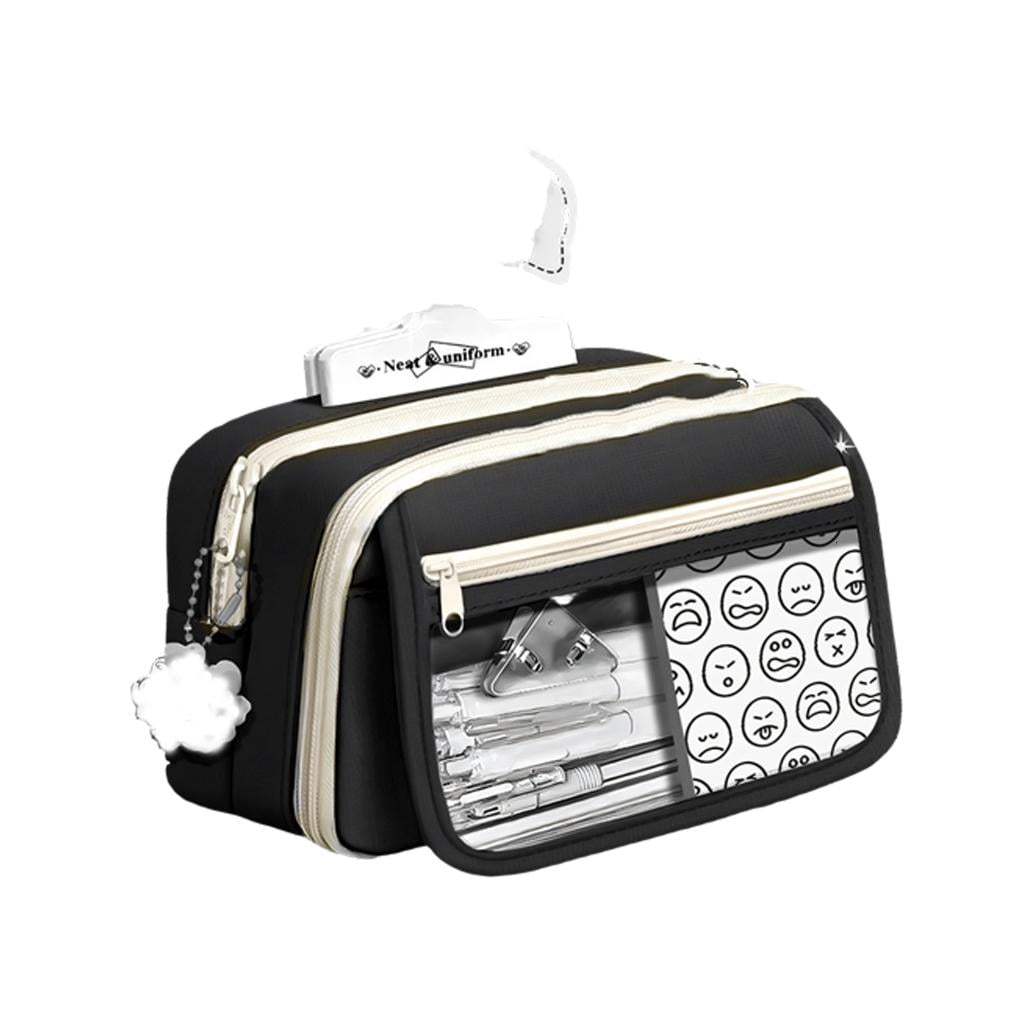 Large Capacity Pencil Case Canvas Multiple Compartments 5 Colors