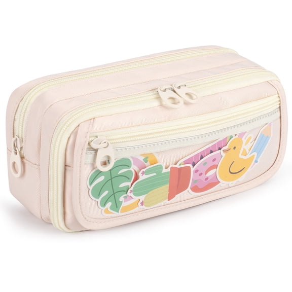 TRIPGEAR Multi Compartment Large Capacity Zipper Pencil Case, Spacious Cute Pen Pouch