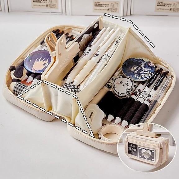 Large Capacity Pencil Case Cute Black White Color Ita Bag Style Pen Holder Simplicity Pencil Box