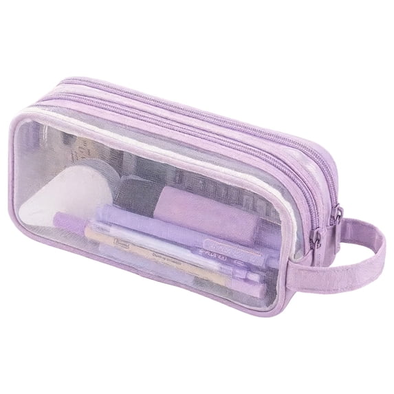Large Capacity Pencil Case, Double Layer Mesh Stationery Bag with Transparent Visual Design, Multifunctional Pen Organizer for Primarys Office Exam Supplies