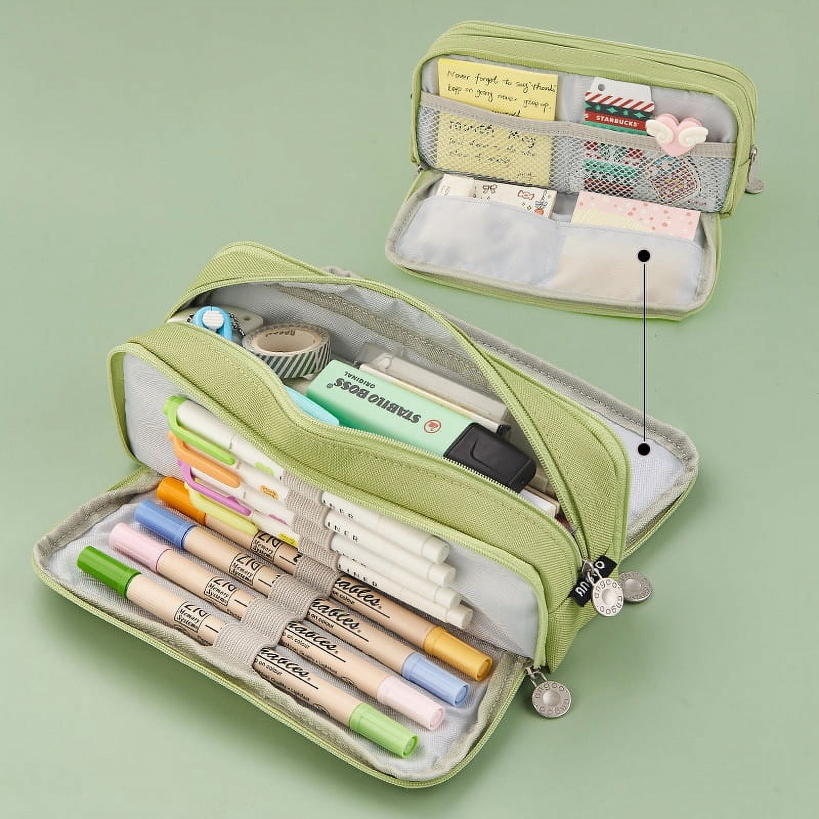Large Capacity Pencil Case Double Side Canvas Pen Bag Storage