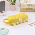 thumbnail image 1 of Large Capacity Pencil Case Double Zipper Layer Closure Pencil Pouch with Handle Portable Stationery Pen Bag for Office Travel Holder Box, Yellow, 1 of 3