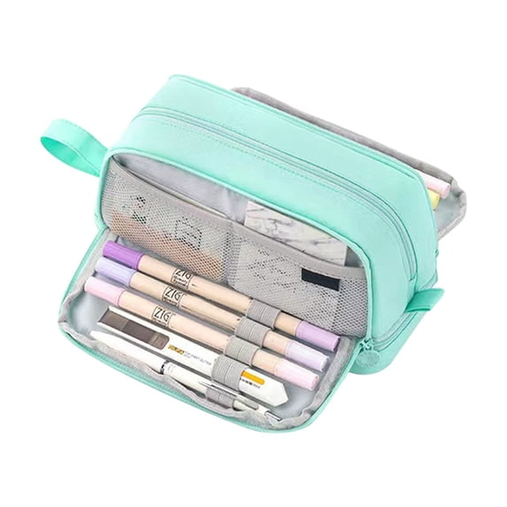 Large Capacity Pencil Case Japanese Stationery Double Solid Color Multifunctional Pen Box