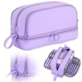 thumbnail image 1 of Large Capacity Pencil Case, Multi-Compartment Pen Bag with Handle, Durable Zipper Pencil Pouch, Portable Makeup & Cosmetic Pouch, Stationery Organizer for Office, Work & Daily Use, Purple, 1 of 4