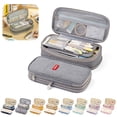 thumbnail image 1 of Large Capacity Pencil Case, Multi-Layer Expandable Pencil Pouch with Zipper Compartments, Durable Canvas Stationery Organizer Box for School Students Office Adults Gray, 1 of 8