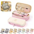 thumbnail image 1 of Large Capacity Pencil Case, Multi-Layer Expandable Pencil Pouch with Zipper Compartments, Durable Canvas Stationery Organizer Box for School Students Office Adults Light pink, 1 of 7