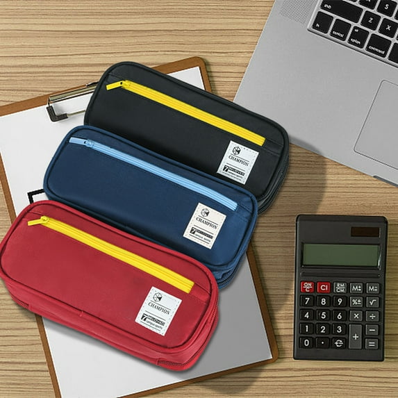 Large Capacity Pencil Case Organizer | Washable Nylon Zipper Pouch | Versatile Storage Bag for Pens Makeup Tools Office Supplies | Gradient Style | 20.2x9x7.8cm | 1 Pack