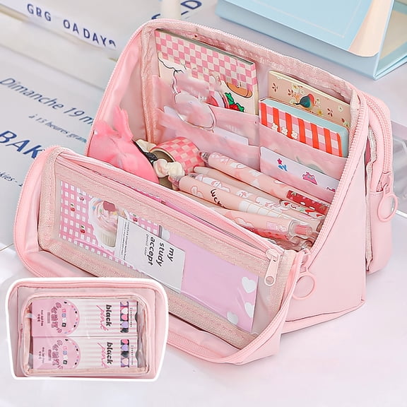 Large Capacity Pencil Case Pouch | 9 Compartments Detachable Organizer | Holds 100 Pens, Calculator, Scissors | Durable Woven Fabric | Zippered Multi-Use Bag | 8.7x5.5in | Easy Clean | for Students