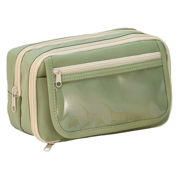 Large Capacity Pencil Case Pouch,Cute Aesthetic Big Capacity Zipper Pencil Cases,Portable Office Stationery Makeup Bag,Big Stationery Pencil Pouch,Desk Organizer for College Adults Women Men-Green