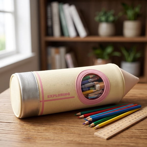Large Capacity Pencil Case, Rocket Shaped Waterproof Cloth Pencil Pouch, Supply Organizer for learner, Civilian and Travel