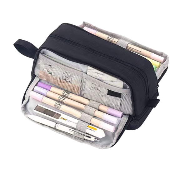 Large Capacity Pencil Case Solid Color Multi-Functional Portable Office Organizer