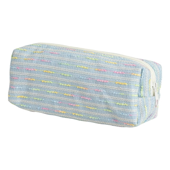 Large Capacity Pencil Case, Vintage Yarn-Decorated Pencil Pouch 7.9x2.8x3.2 Inch, Solid Color Fabric Stationery Bag