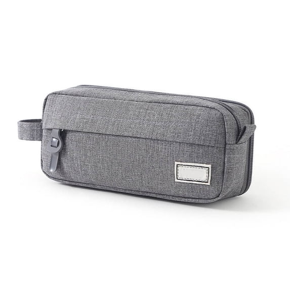 Large Capacity Pencil Case Zippered Stationery Organizer Pouch Youth-Sized Storage Bag Gray