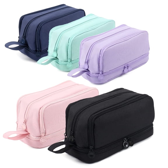 Large Capacity Pencil Case with 3 Compartments, Double‑Open & Four‑Open Design, Portable Pen Pouch for Students, Teens and Adults
