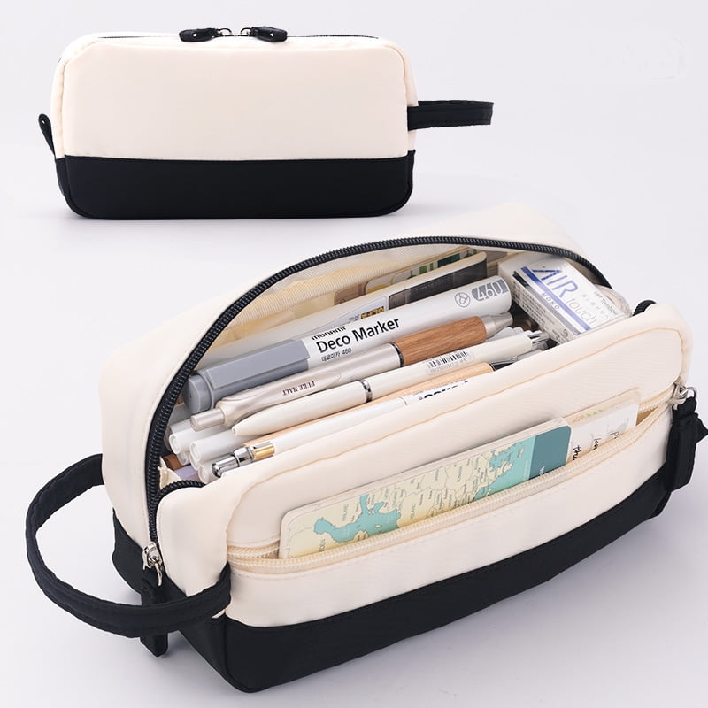 Large Capacity Pencil Case with Handle Soft Pen Pouch School Supplies Organizer Bag for Teen Girls Adults