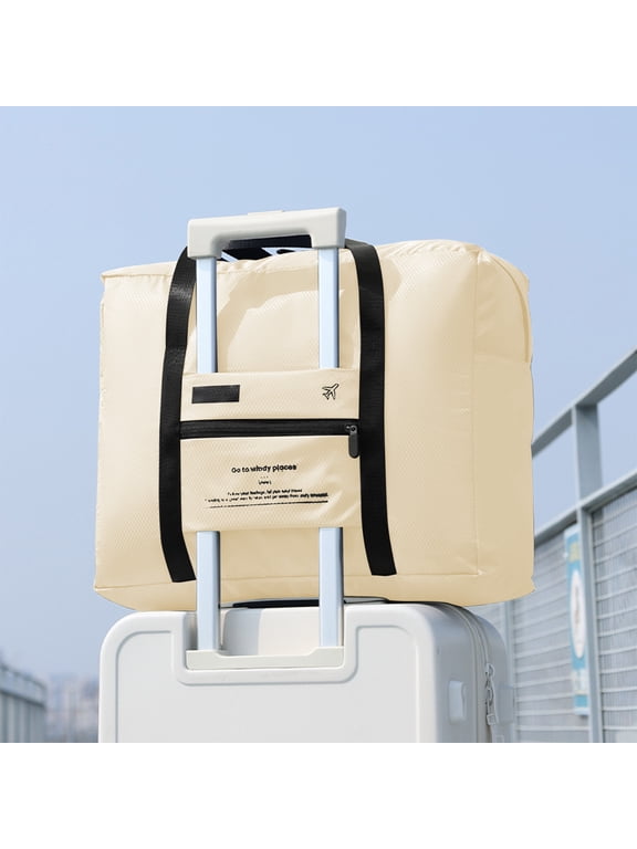 Large Capacity Personal Item Travel Bag Carry on Bag Travel Duffel Bag Foldable Weekender Overnight Bag for Men Women Lightweight Tote Bags for Airlines,17x14x7in,White