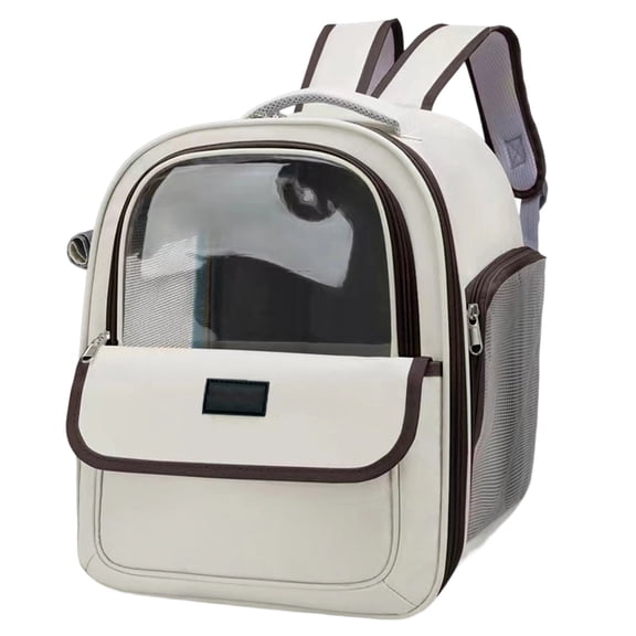 Large Capacity Pet Backpack Carrier, Breathable Mesh Oxford Cloth Tote for Hiking and Outdoor Travel with Cats, Coffee