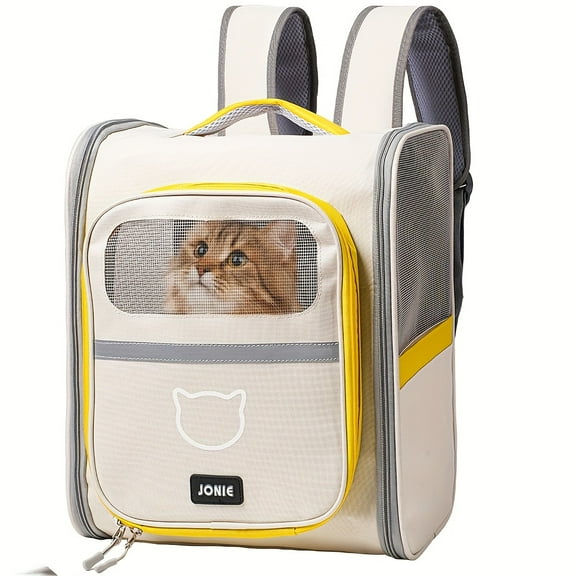 Large Capacity Pet Carrier Backpack with Zipper Closure & Mesh Ventilation - Ideal for Cats and Small Dogs Traveling, Portable Pet Carrier | Ventilated Pet Carrier | Visibility Panels