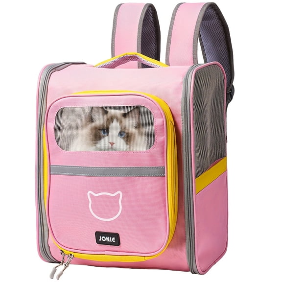 Large Capacity Pet Carrier Backpack with Zipper Closure & Mesh Ventilation - Ideal for Cats and Small Dogs Traveling, Portable Pet Carrier | Ventilated Pet Carrier | Visibility Panels