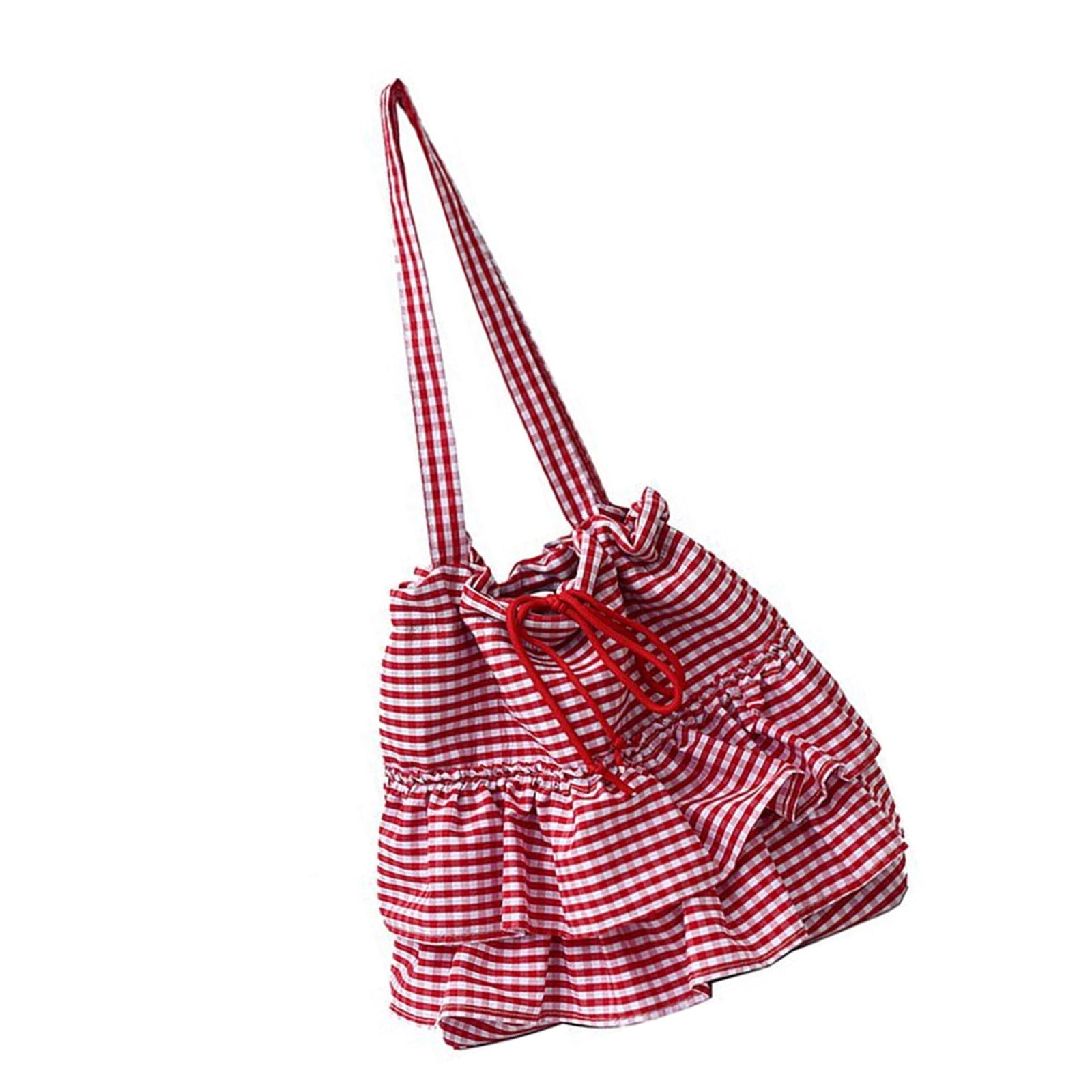Large Capacity Plaids Print Shoulder Bag With Ruffle Detail Practical ...