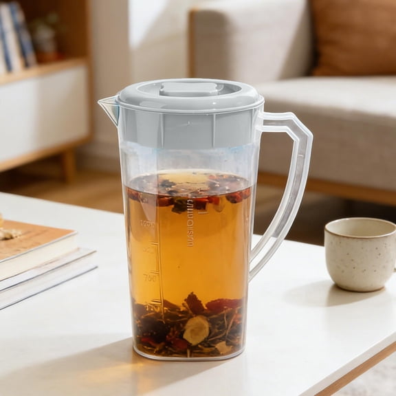 Large Capacity Plastic Beverage Pitcher with Lid - 1 Gallon Cold Drink Jug for Iced Tea Lemonade Coffee - Refrigerator Pitcher for Water Juice Punch - Home Kitchen Office Party Drink Dispenser