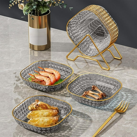 Large Capacity Plastic Fruit Tray For Kitchen Snacks Candy Serving - Black 5.7in Party Platter